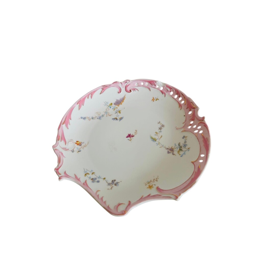 Antique Rosenthal RC Germany Savoy Plate Pink Pierced Edge Scalloped 9"
